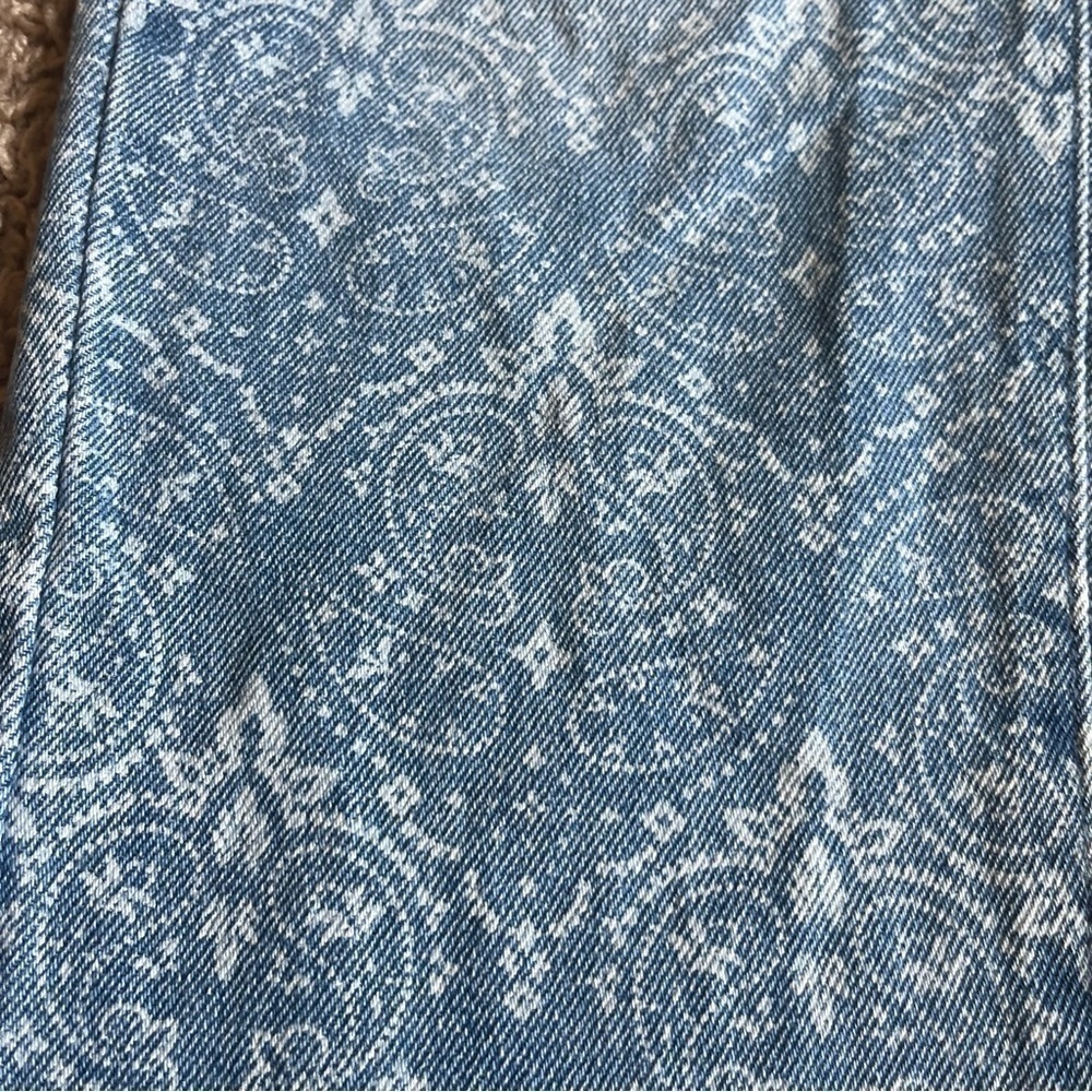 Simple Society Size 1/25 Blue Paisley Print Straight Leg Jeans - Picture 4 of 9